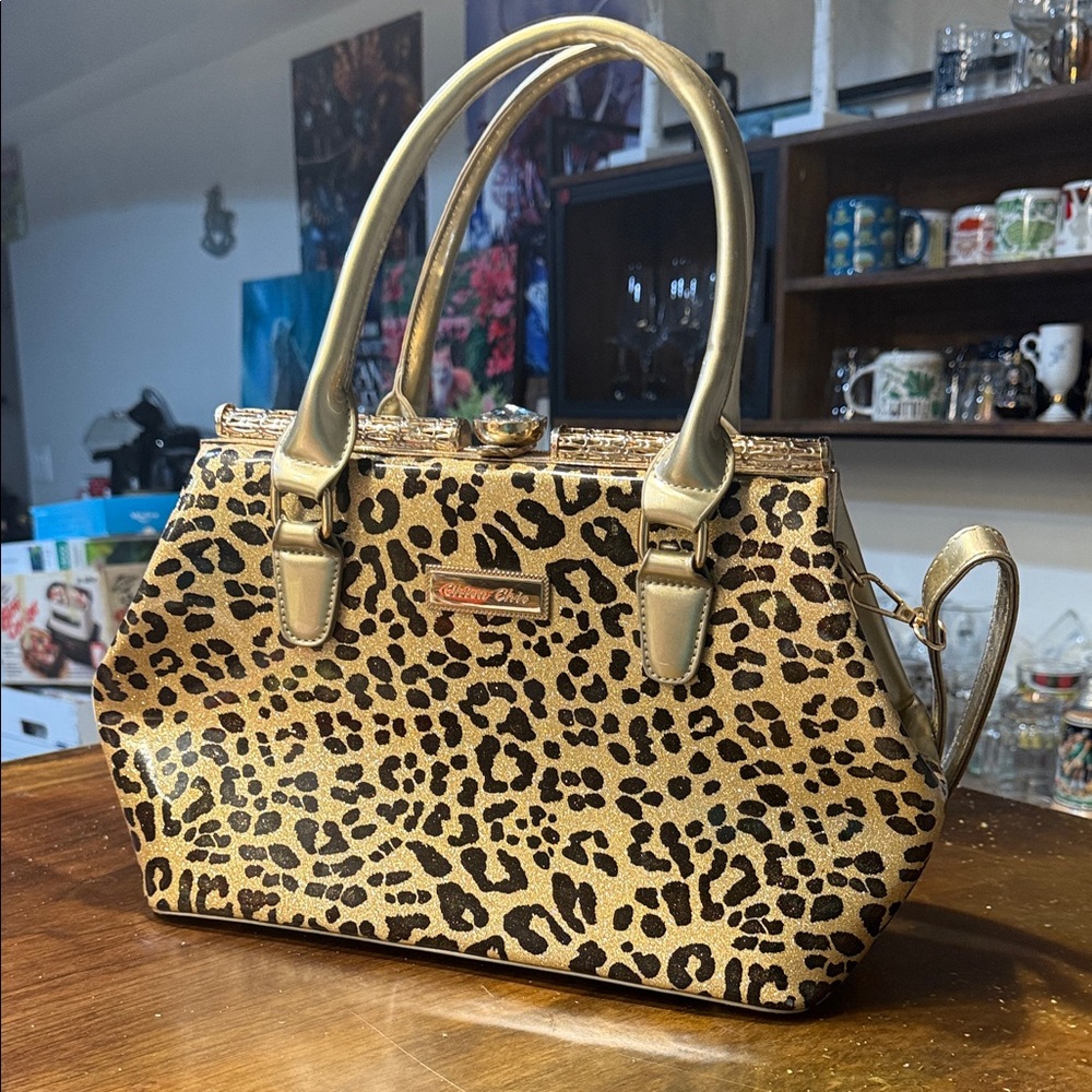 Elegant Gold Leopard Satchel